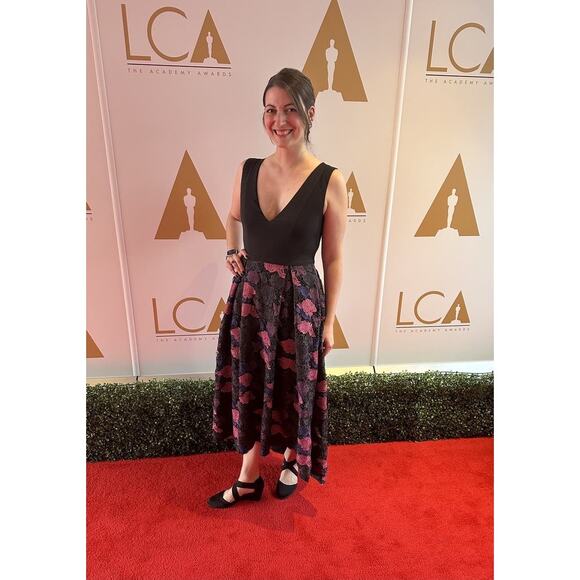 HUTCH Black Purple Floral Lace Skirt V-Neck Plunging High-Low Dress Size 4 - Picture 12 of 14